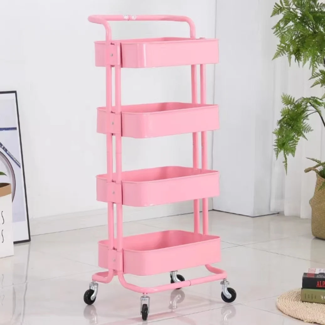 stainless steel kitchen storage rolling electric trolley cart organizer metal kitchen storage cart 4 Tier with wheels