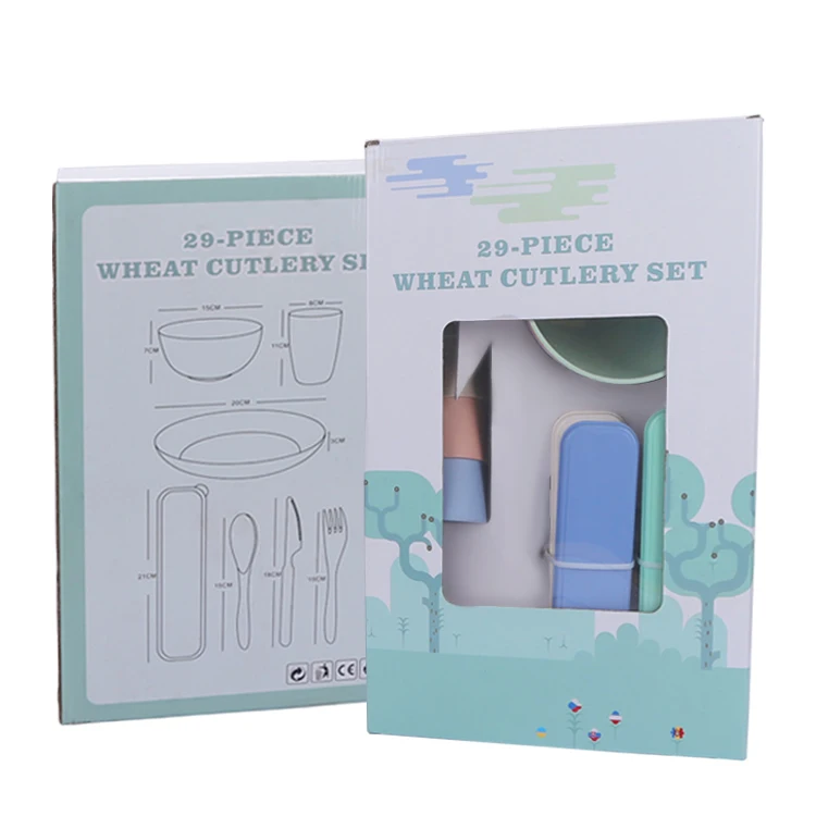 Promotion Wholesale Reusable Plastic Cutlery Set Eco-Friendly Wheat Straw Tableware
