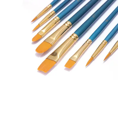 
pearly blue quality craft wooden paint brushes 10pcs 