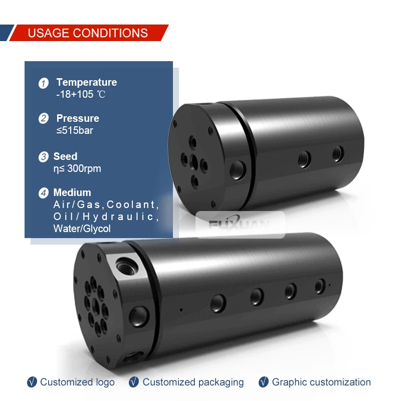 Compact type Oil and gas coolant multi-channel Rotary Union 2 multi-pass rotary joint