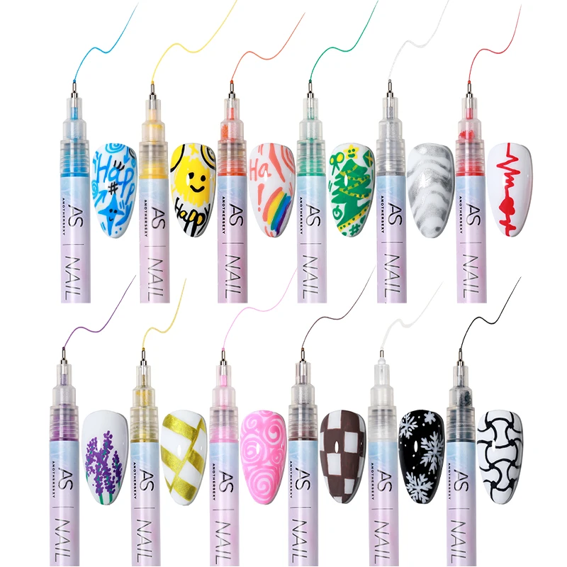 AS 12pcs Nail Art Graffiti Pen Waterproof Nail Polish Quick Dry Nail Art Painting Pen DIY Abstract Lines Pen