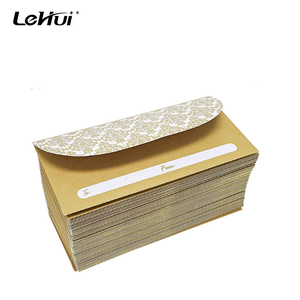Bulk sale 100-Pack 6.5 x 3 Inches Currency Envelopes With gold designs For Cash Gifts Graduations Weddings and Birthdays