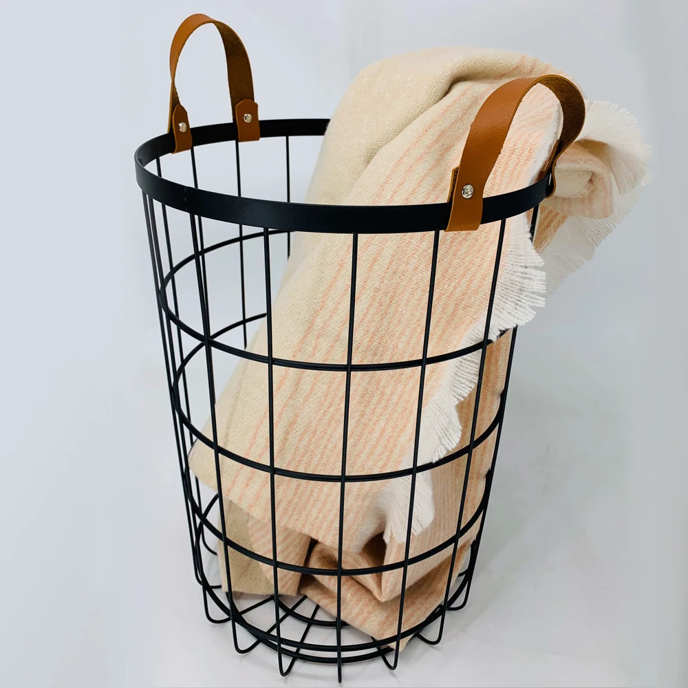 hotel bathroom belt with handles dirty clothing storage basket metal laundry basket
