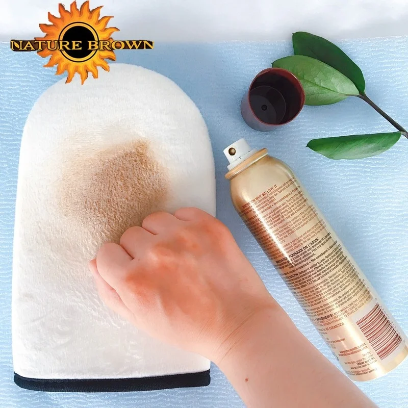 
Индивидуальная фирменная логотип, поддельная внутренняя Водонепроницаемая пленочная губка для салона, коричневая, черная, розовая эластичная бархатная самозагаряющаяся Варежка 