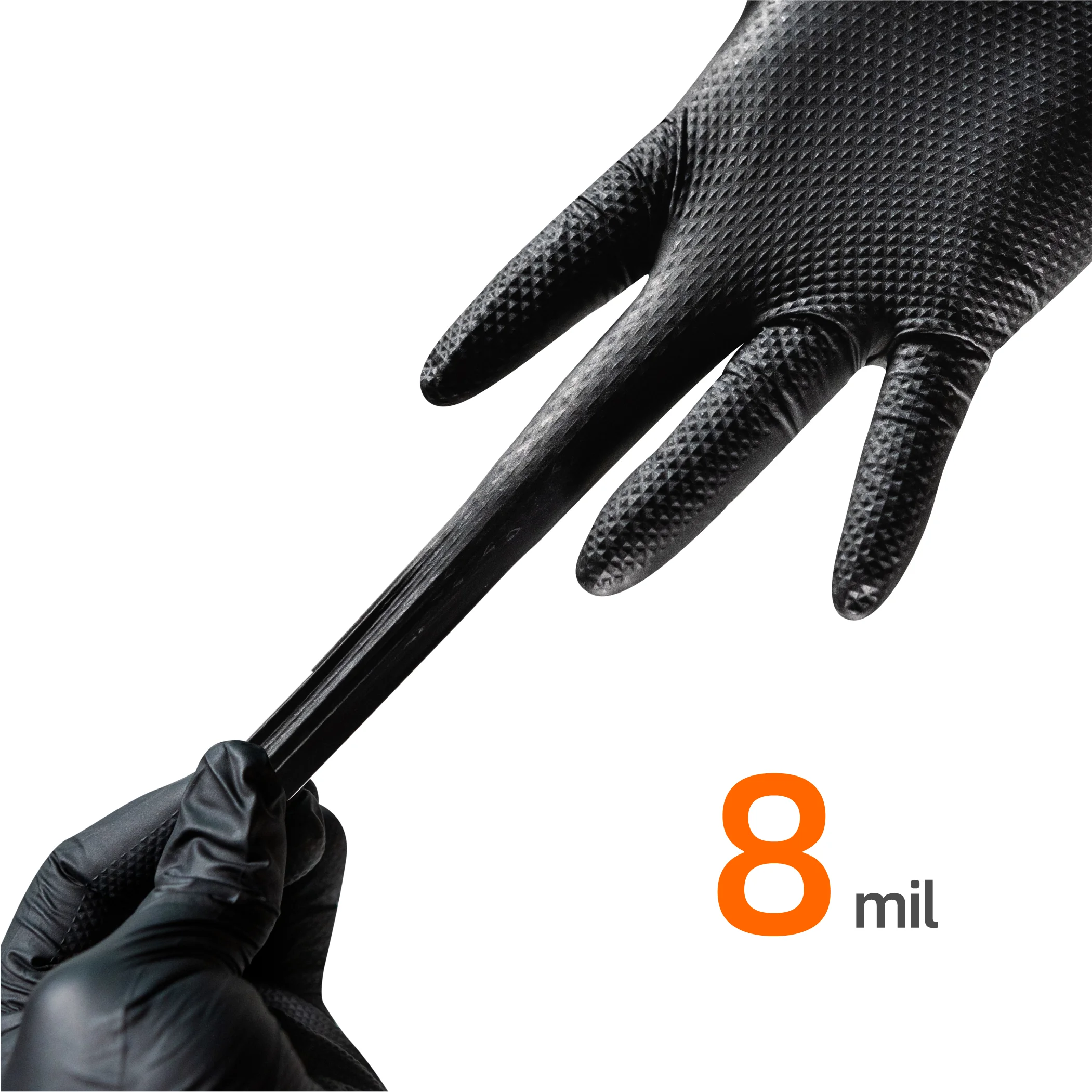 Heavy Duty Chemical Resistant Diamond Textured 8 Mil Mechanic Safety Work 100 Pcs Box Disposable Black Nitrile Gloves