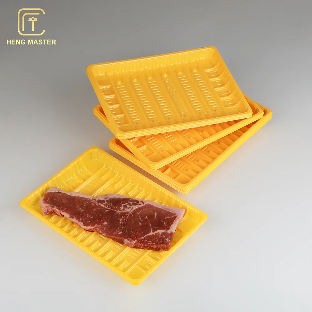Hengmaster disposable blister PET / PS / PP plastic food packing tray for meat fruit salmon fish prawn chicken chops