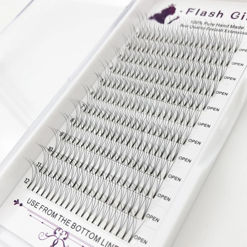Dorpshipping Flash girl 3D 5D bottom glue Premade Volume Fans Hand Made Eyelash Extensions Premade Fans  Beauty Premade Fan