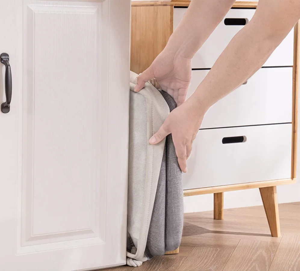 Large Laundry Basket Collapsible Laundry Bag Cotton Linen Laundry Hamper Folding Washing Bin for Clothes