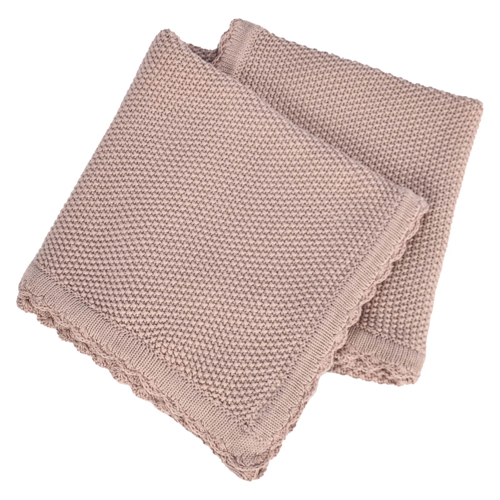 Pinuotu Baby Knitted Blanket Pink Frill Edge Toddler Winter Knit Bedding Cover Warm Children Cotton Swaddle Blankets