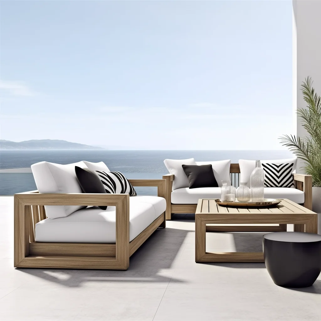 Modern garden teak furniture 2-4  seater arm sofa  solid wood outdoor teak sofa sets