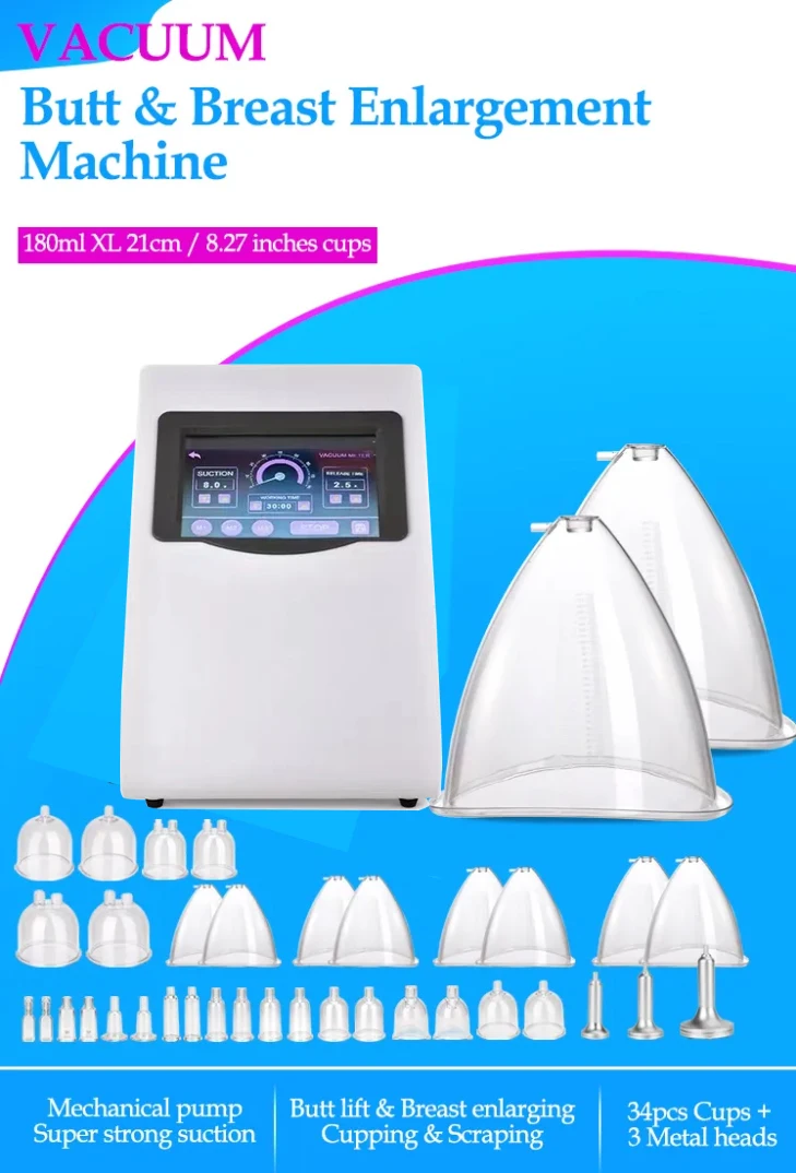 2024 On Sale Butt Lift 15CM Suction Vacuum Cupping Therapy Buttock Breast Enlargement Machine