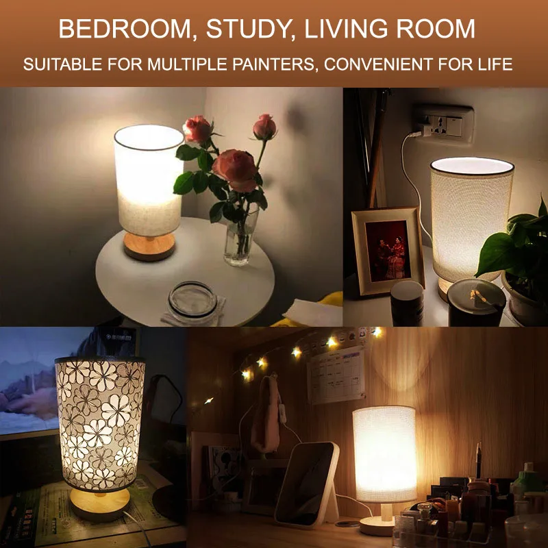 Top Seller 2021 Wooden Base Fabric Shade Bedside Table Lamp for Home Decoration Hotel Room Light Lamp