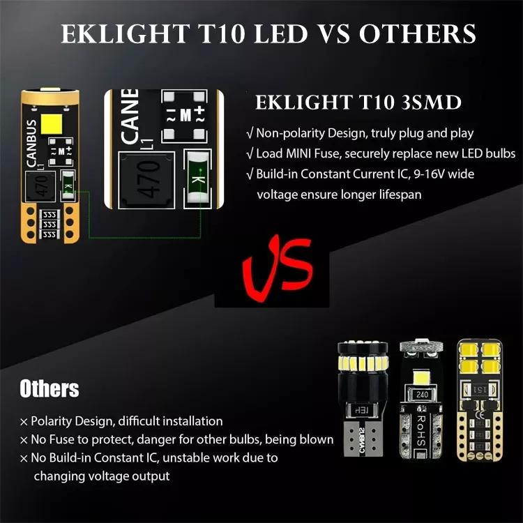 Canbus 3030SMD T10 194 168 2825 led License Plate Light 921 Amber red white car interior side market led bulb