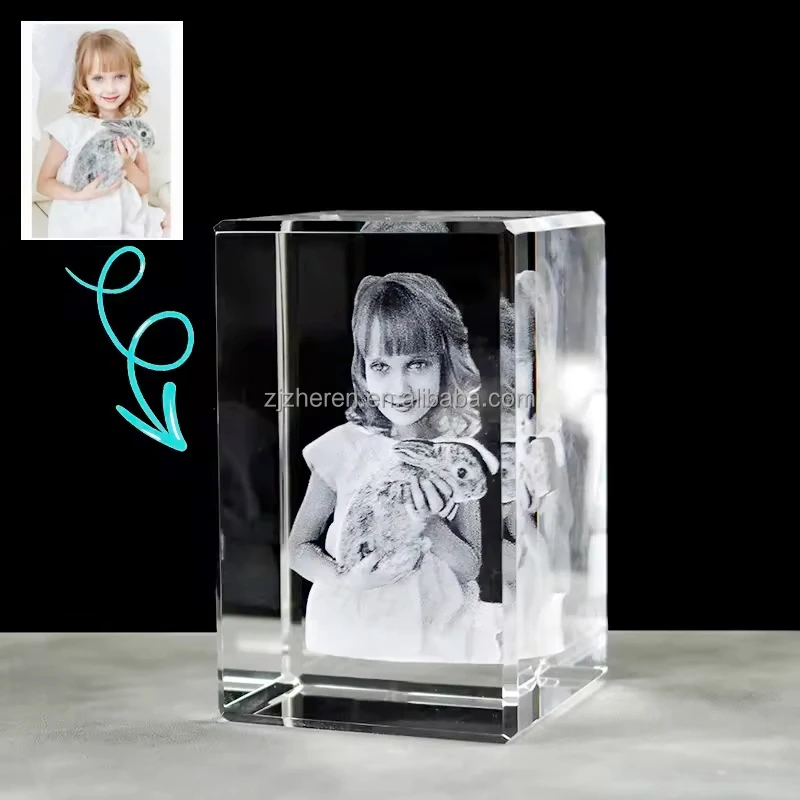 Factory Direct Supply & Customized 3D Laser Engraved Photo Crystal Cube - 3D Crystal Engraving Etched Glass