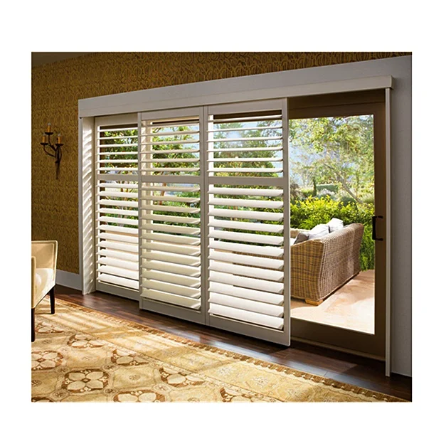 Custom Made Plantation folding out door outdoor motorised exterior vertical sliding shutters For Sliding Doors