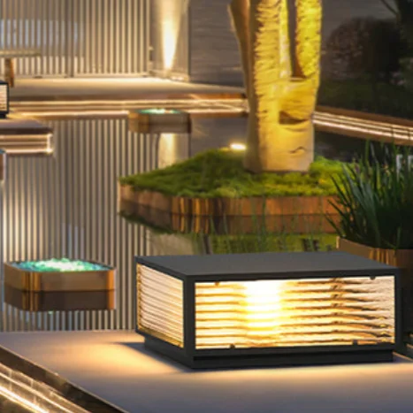 Z-22525 JDKM modern simple waterproof door black stainless steel glass wall decorative front wall square column lamp