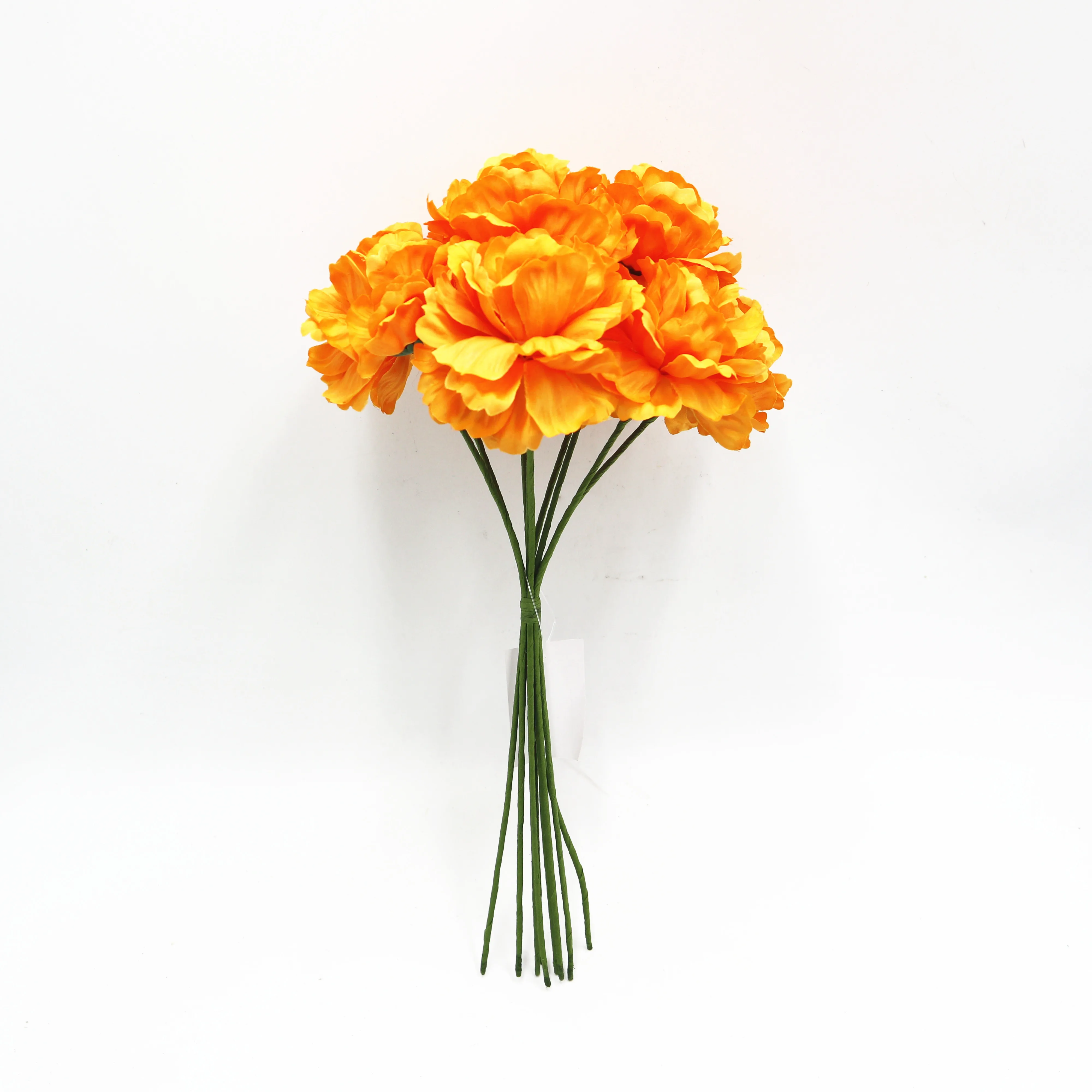 Orange Artificial Marigold Flowers Bulk Ball Bouquets by Factory Direct Silk Flowers Arrangement for  Centerpiece Flower