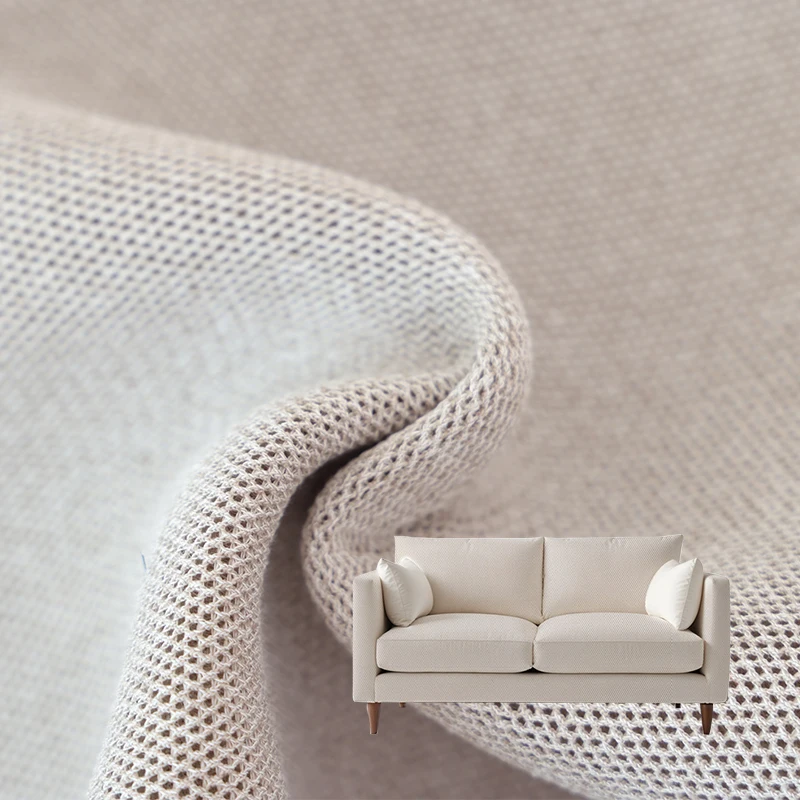 Manufacturer European 2025 New Design 3D Spacer Mesh Flax Couch Covers Warp Knitting Breathable Linen Fabric For Sofa Furniture