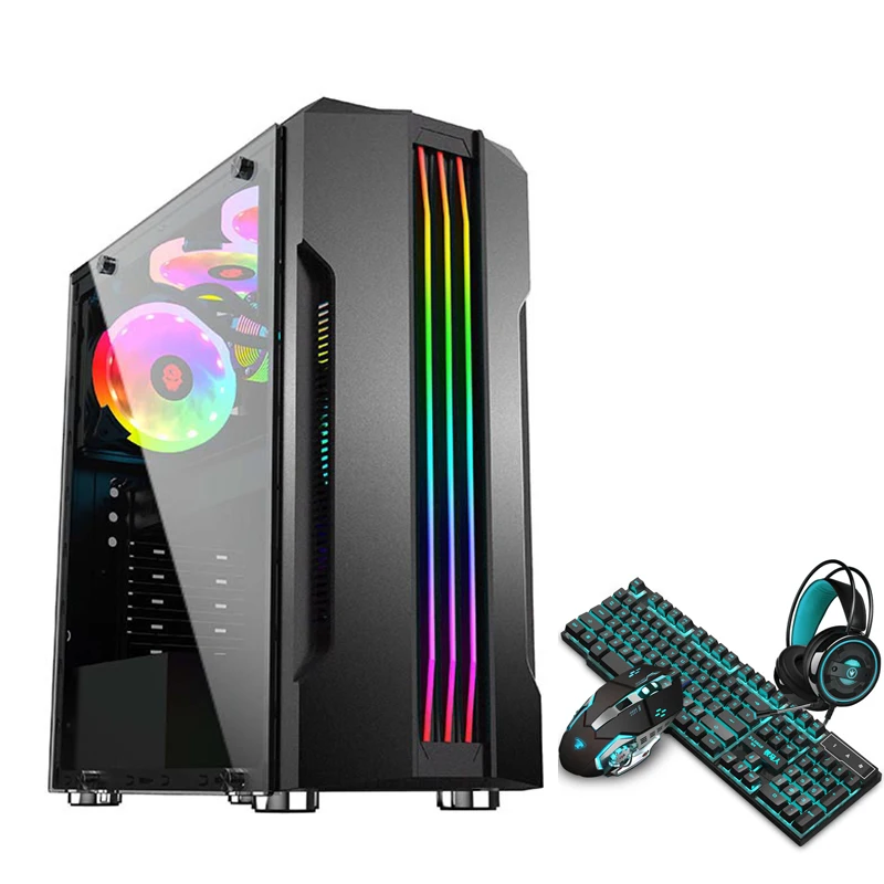 
Homemade Tempered Glass Side Panel 4 USB Port PC Box Cabinet Empty Computer Case Gaming 