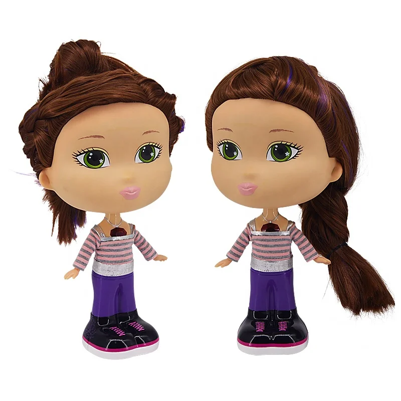 2021 good selling pvc material beautiful girl big head doll new style fashion cute long hair girl doll