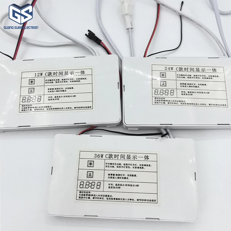 12W 24W 36W 12V Smart Bathroom Mirror Touch Switch Led Dimmer Touch Sensor Switch Built-in Power Supply With Time & Temp Defog