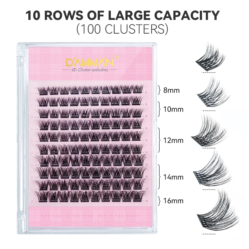 6D DIY Lash Custom Logo Cluster Eyelashes 10 Lines High Quality Segment Eyelashes