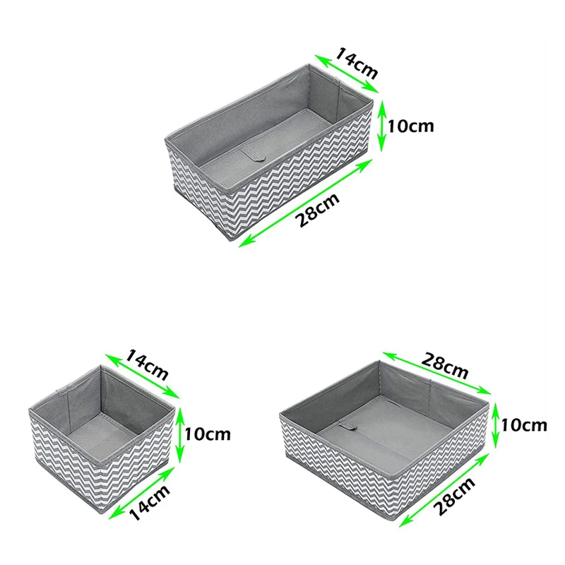 Set of 6pcs Foldable non woven fabric Organizer Box wardrobe storage organizers for Underwear, Socks, Ties, Bras, Scarves