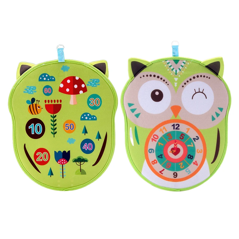 
New Mode Lovely Design Kids Toddlers Indoor Dart Game 8 Sticky Hook & Loop Balls Board Only Mode Owl Felt Target Dartboard Toy 