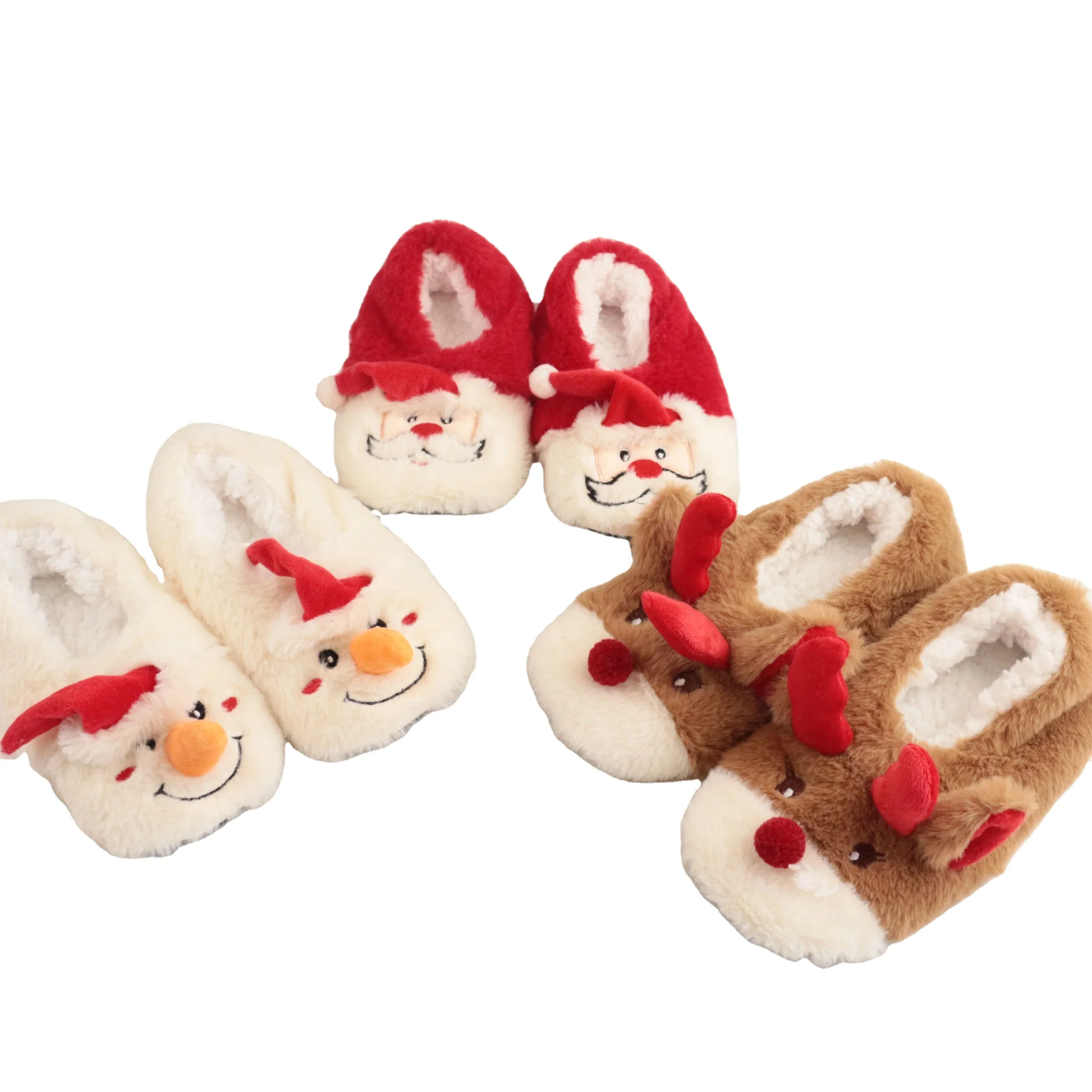 Factory Customized Christmas Adult Indoor Slippers Soft Shoe Winter Women Men Plush Slippers Warm Festival  Baby  Flip Flop