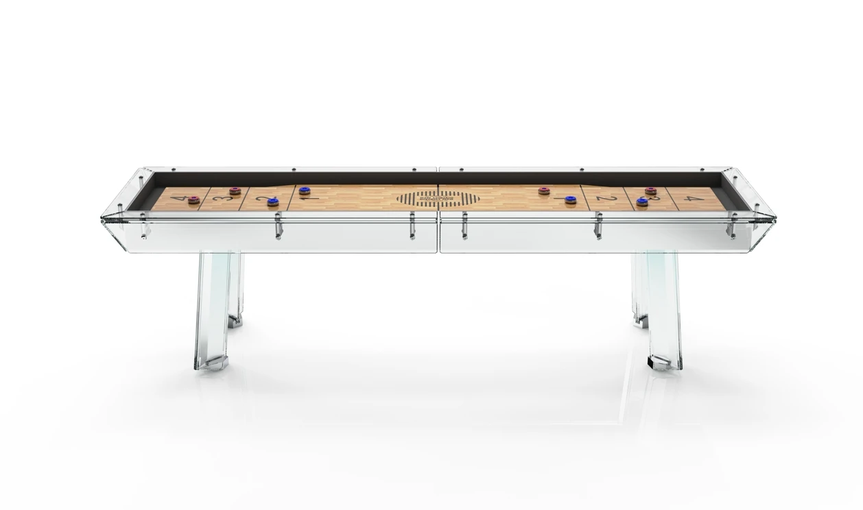 Billiard table factory year-end promotion standard 9feet crystal glass shuffleboard table and table bowling
