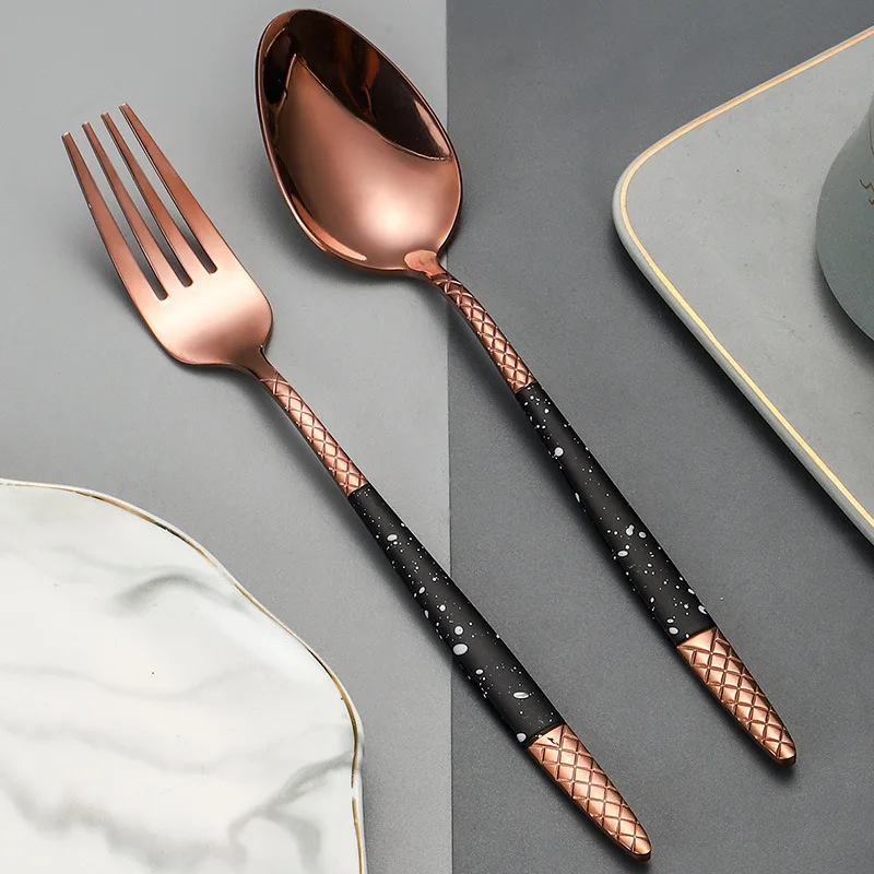 Western Restaurant Stainless Steel Four-piece Set Nordic Dessert Knife Fork and Spoon Household Tableware