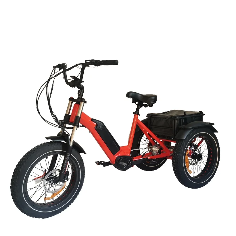 Factory selling 20inch 3 wheel electric bicycle mid drive electric tricycle rear cargo electric trike fat tyre mountain Etrike