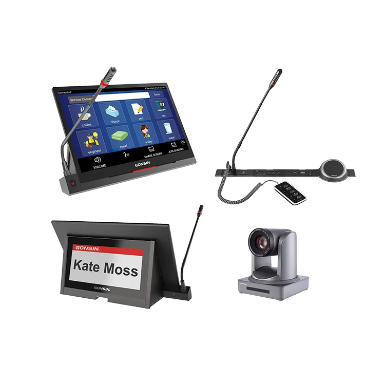 Desktop Paperless Video Conference Monitor Conference Motorized LCD Monitor Screen Microphone Conference System With LCD