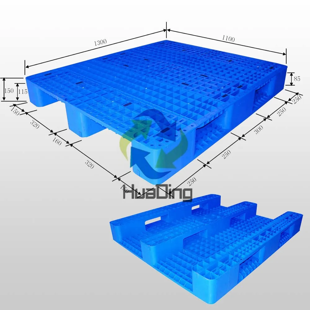 HUADING High Quality Steel Reinforced Racking High Density 4-Way Plastic Pallet Single Faced Industrial Pallet