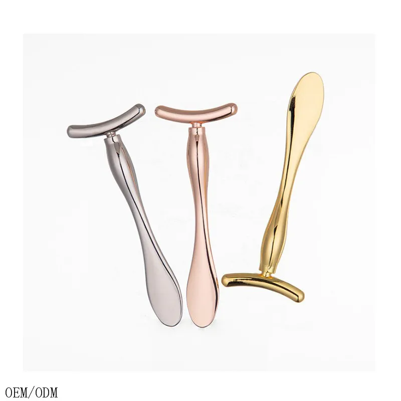 Оптовая продажа, металлическая U-образная Золотая Массажная Косметическая шпатель для лифтинга лица