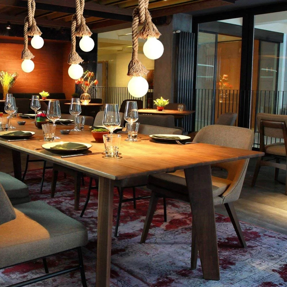 Unique Design Hemp Rope Rustic Pendant Lamp Fixture E27 Socket Ceiling Light Pendant for Bar Hotel Study room Lighting