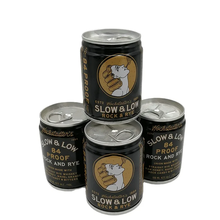 Hot Selling 100ml Eco-friendly Promotional Small Tin Can for Whisky Tea Coffee Wine Beverage Juice Packaging