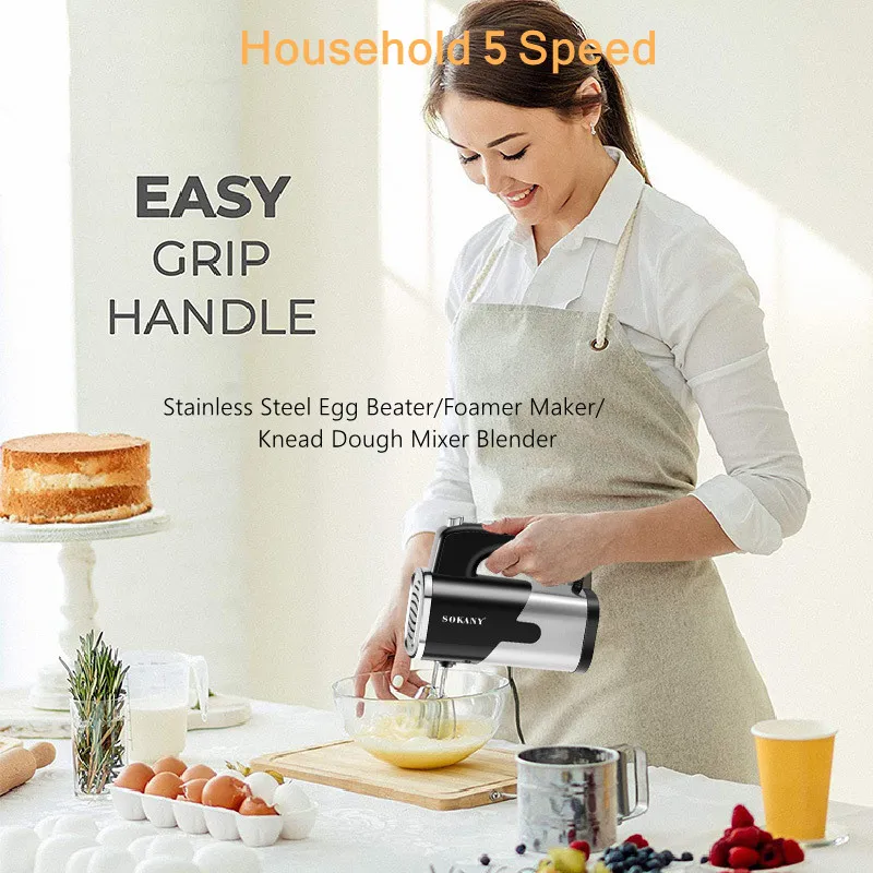 Household Kitchen Appliances 600W 5 Speed Electric Whisk Egg Beaters Whip Fruit Hand Mixers For Bakery Cakes Dough