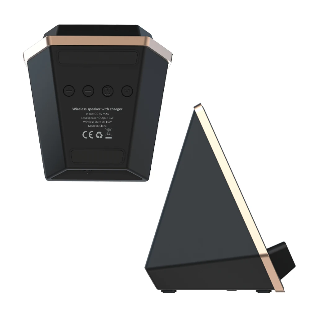 Electronic Gadgets Smart Alarm Clock Speaker Stand Custom Led Logo Portable 15W Wireless Charger Speaker