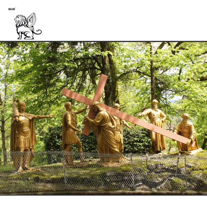 BLVE Custom Outdoor Church Metal Famous Religious Life Size Bronze Christ Jesus Statues Stations Of The Cross Sculpture