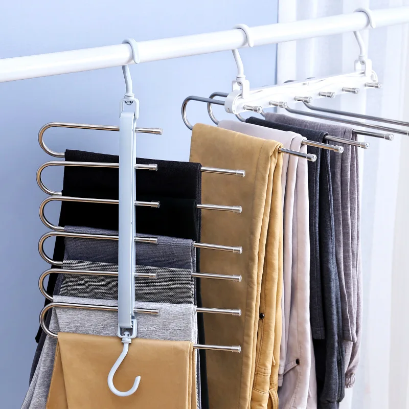 Magic Pants Hangers Space Saving for Closet Multiple Layers Multunctional Uses Rack Organizer for Trousers Scarves