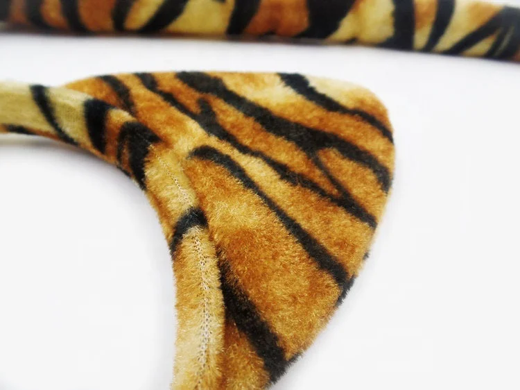 Children Baby Plush Fabric Animal Hair Accessories Cat Ears Leopard Tiger Tail Bow Hair Ties Kids Halloween Head Bands Headband
