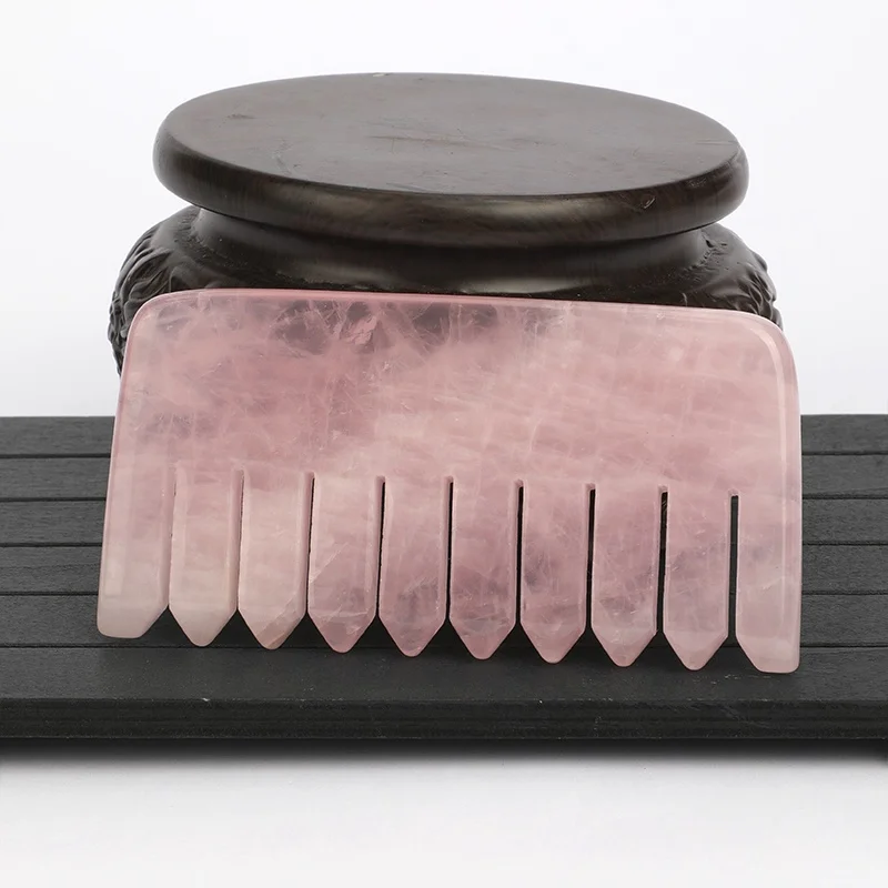 Расческа для волос с натуральным кристаллом розовый КВАРЦЕВЫЙ Массажер для снятия стресса массажный инструмент для кожи головы розовый кварц гуаша расческа