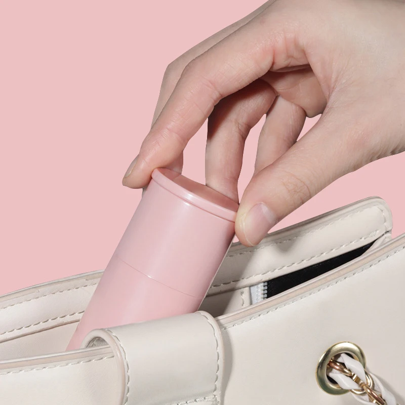 OEM Custom Logo Vegan Small Pink Empty Blush Stick Containers Single Acrylic Handle Mini Wine Blush Rose Power Makeup Brush Set