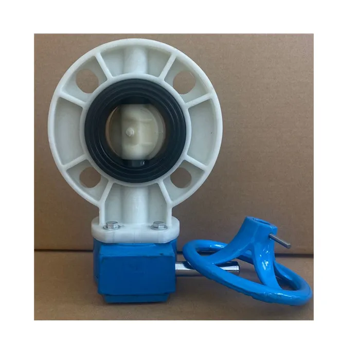 durable beige white body uv resistance hand wheel wafer flange PP PPH butterfly valve DN65 75mm
