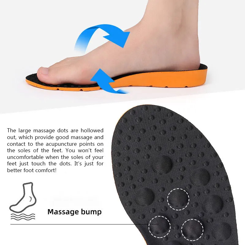 New Massage Insoles for Men Women Sweat-absorbing Breathable Shock-absorbing Full-pad Sole Convex Point Massage Insoles