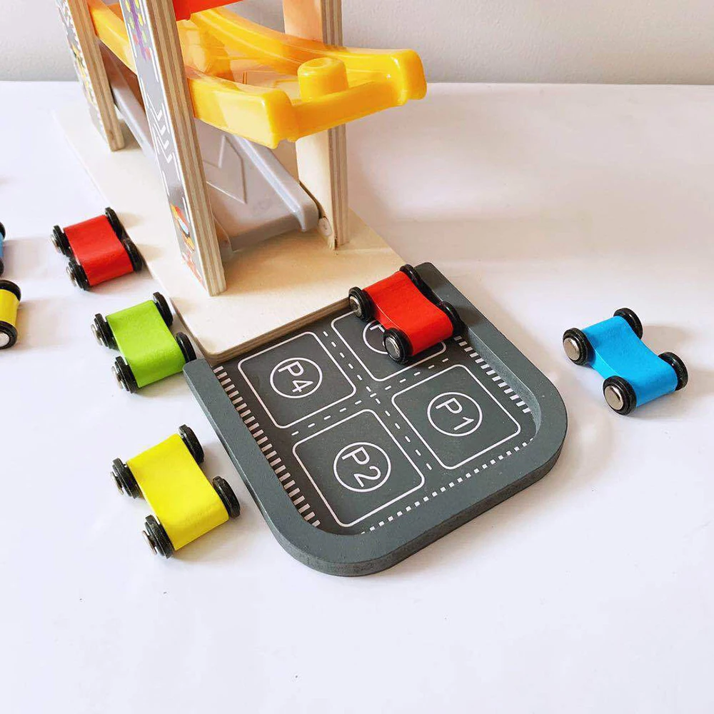 Car Ramp Toys with 8 Mini Cars Parking Lot  Gas Station-Montessori Toys Ramp Racer Toy Gift for Boys Girls Age 3 4 5 6 Years