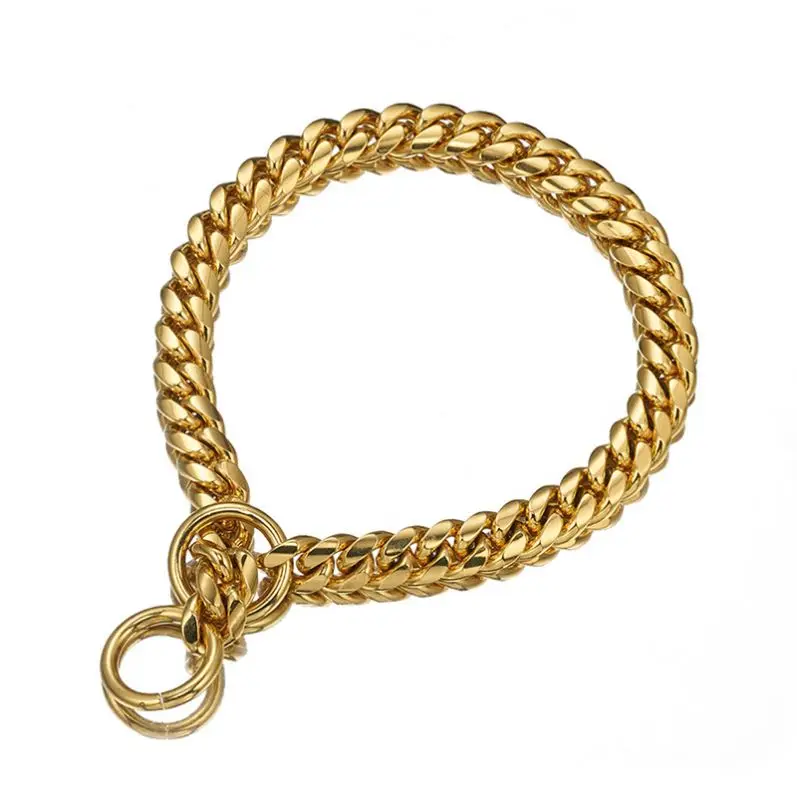 10mm Small and Medium Pet Dog Chain Stainless Steel Titanium Steel Gold Cuban Chain Dog Collar Necklace Cat Chain