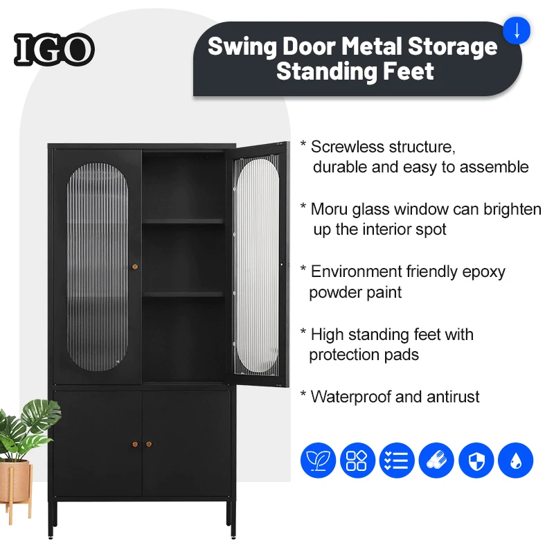 Upper Glass Down Metal Office Steel File Cabinet Metal Storage Cupboard Metal Office Cabinets