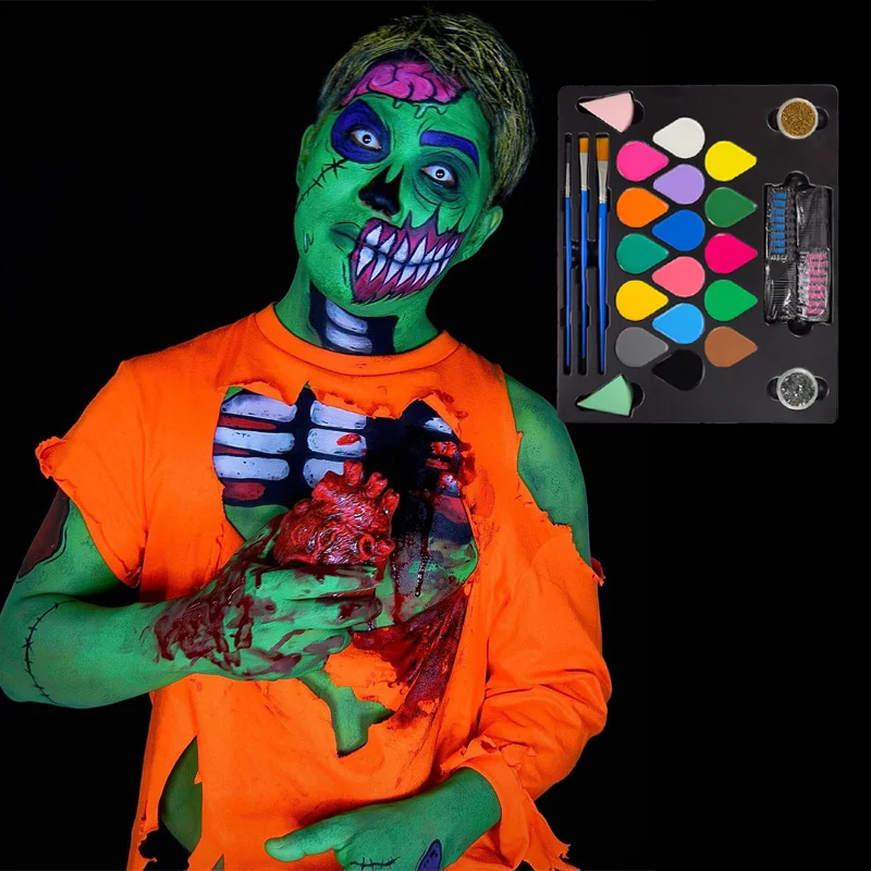 For Kid Birthday Make up Set Child Palette Color Skin Red Green Facpaint Kit Bodi White and Black Tactical Camo Face Paint